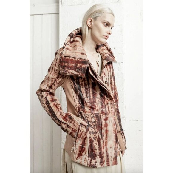 NWT Nicholas K Revised Brock Fitted Leather Jacket Bronze Tie Dye Size XS $880 - Picture 2 of 9